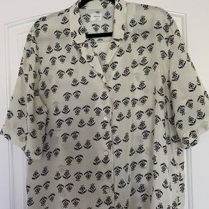 Aritzia Wilfred Free Blouse- Cream/Blue Oversized